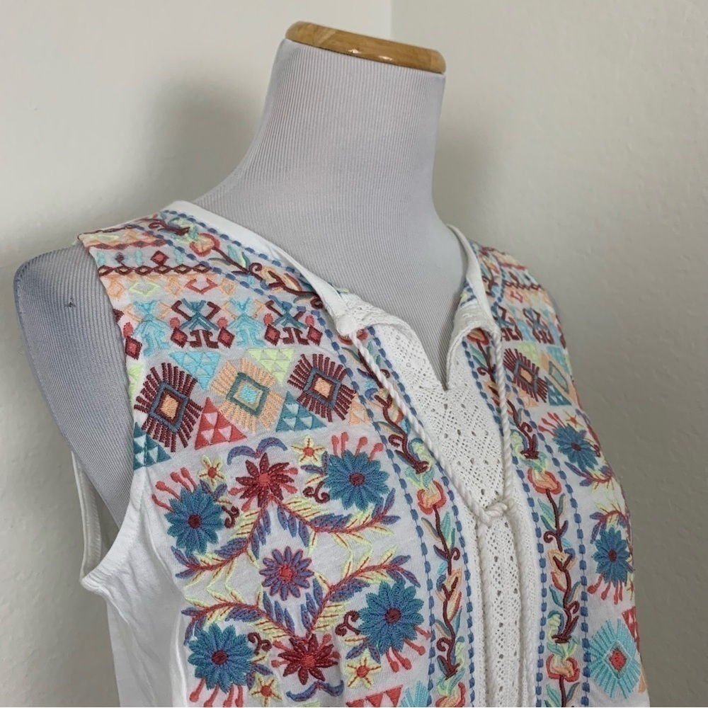 NWT J. Jill Embroidered Floral Tank Top Womens XS Tassel Modal Colorful Shirt - Picture 10 of 14
